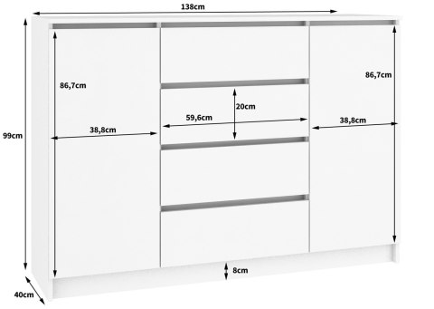 KOMODA K140 2D 4SZ CLP VENGE / BIAŁY