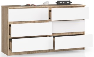 KOMODA K140 6SZ CLP DĄB SONOMA / BIAŁY