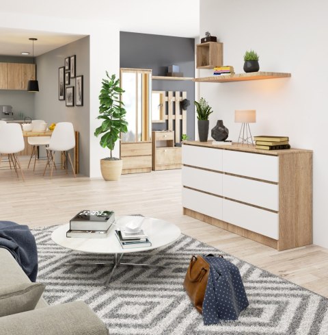 KOMODA K140 6SZ CLP DĄB SONOMA / BIAŁY