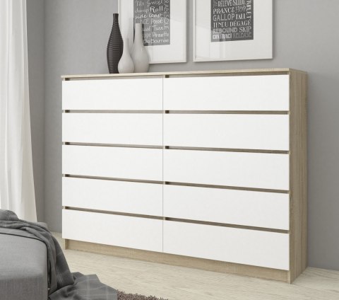 KOMODA K160 10SZ CLP PK DĄB SONOMA / BIAŁA