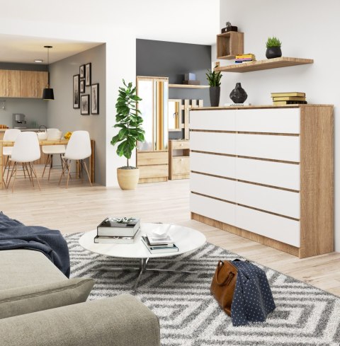 KOMODA K160 10SZ CLP PK DĄB SONOMA / BIAŁA