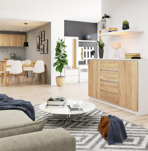 KOMODA K160 2D 4SZ CLP PK BIAŁY / SONOMA