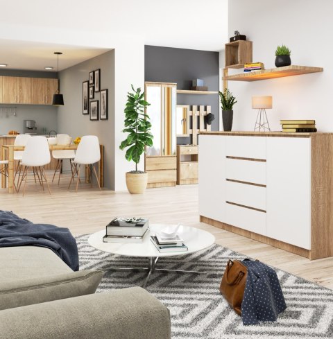 KOMODA K160 2D 4SZ CLP PK DĄB SONOMA / BIAŁY