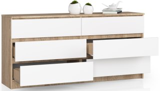 KOMODA K160 6SZ CLP PK DĄB SONOMA / BIAŁY