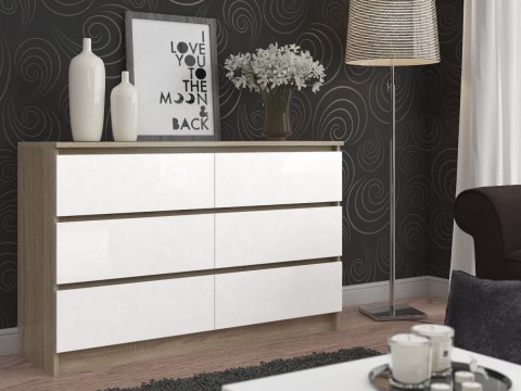 KOMODA K160 6SZ CLP PK DĄB SONOMA / BIAŁY