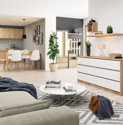 KOMODA K160 6SZ CLP PK DĄB SONOMA / BIAŁY