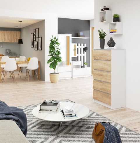 KOMODA K60 5SZ CLP PK BIAŁY / SONOMA