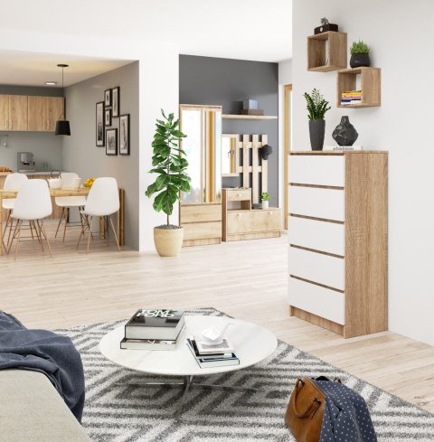 KOMODA K60 5SZ CLP PK DĄB SONOMA / BIAŁA