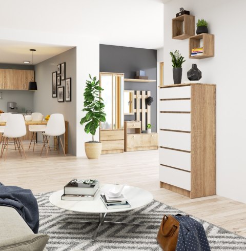 KOMODA K60 6SZ CLP PK DĄB SONOMA / BIAŁA