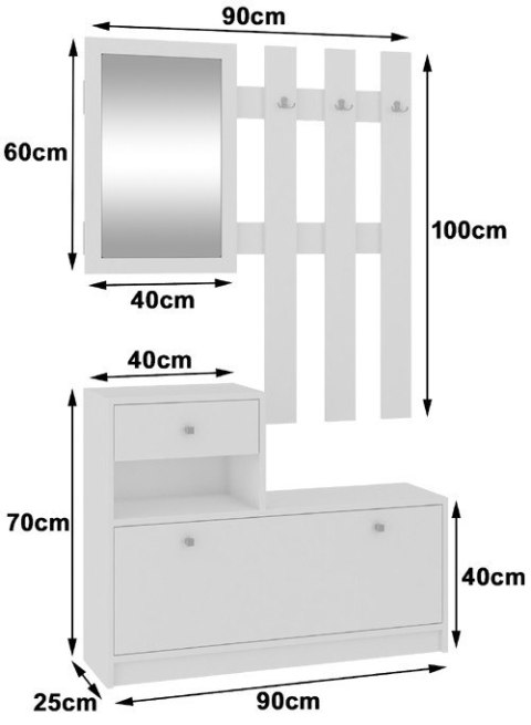 ZESTAW MEBLI NA PRZEDPOKÓJ BIAŁY