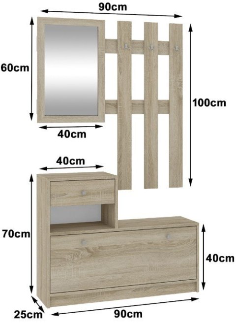 ZESTAW MEBLI NA PRZEDPOKÓJ DĄB SONOMA