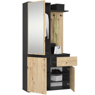 ZESTAW NA PRZEDPOKÓJ ENTRO PK CZARNY / DĄB ARTISAN