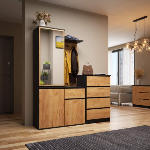 ZESTAW NA PRZEDPOKÓJ ENTRO PK CZARNY / DĄB CRAFT