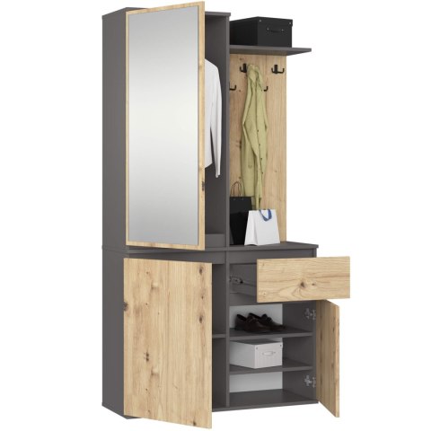 ZESTAW NA PRZEDPOKÓJ ENTRO PK GRAFIT SZARY / DĄB ARTISAN