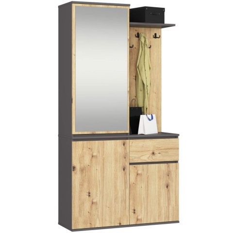 ZESTAW NA PRZEDPOKÓJ ENTRO PK GRAFIT SZARY / DĄB ARTISAN