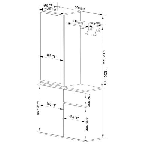 ZESTAW NA PRZEDPOKÓJ ENTRO PK GRAFIT SZARY